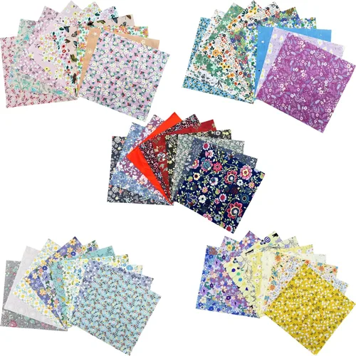 Miniatura 3 de HANPATQUI 50 unidades de 5 x 5 pulgadas, 100% algodón grueso de tela para coser y acolchar, paquetes de tela precortada cuadrada para manualidades