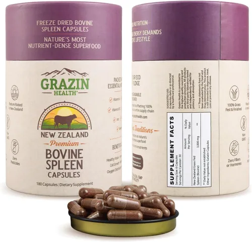 Miniatura 15 de Hígado de res alimentado con pasto de Nueva Zelanda - Liofilizado 3000 mg por porción (500 mg por cápsula) (30 porciones)