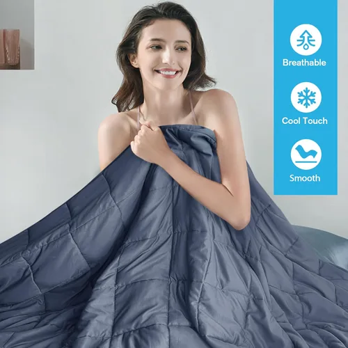 Miniatura 105 de Manta con Peso Azul para Adultos 12 libras, 48"x72", Tamaño Twin Full Manta Pesada Refrescante para 110-130 libras, Mantas Grandes de Microfibra