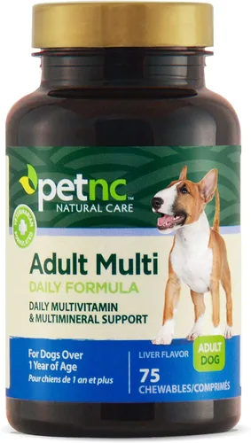 Petnc - Multimasticables para adultos (75 unidades), soporte diario multivitamínico y multimineral para perros, incluye zinc, magnesio y más, apoya