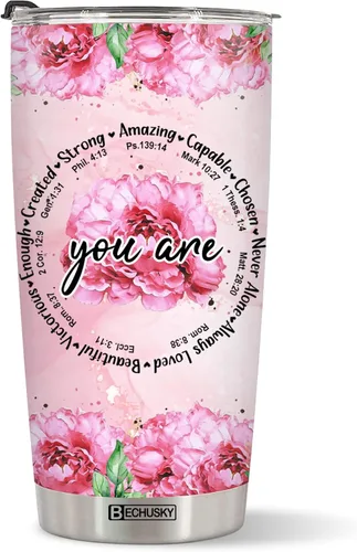 BECHUSKY Vaso cristiano con versículo bíblico, regalos florales para mujeres, inspirador de fe, niña religiosa, mamá en cumpleaños, Pascua, Navidad,