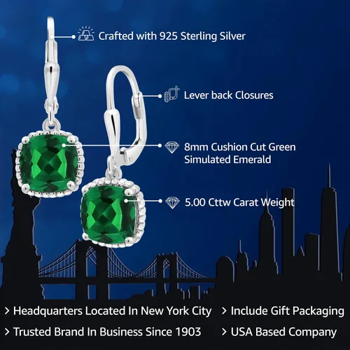 Miniatura 94 de Gem Stone King Aretes colgantes de plata de ley 925 de 0.315 pulgadas para mujer