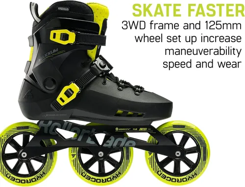 Miniatura 5 de Rollerblade Maxxum 125 - Patines en línea unisex para adultos, color negro y lima, patines en línea de rendimiento