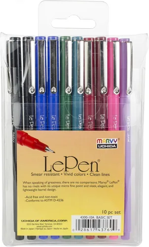 Marvy 4300-10A Le Pen. Pluma sin ácidos, no tóxica, de punta fina, varios colores (Paquete de 10)