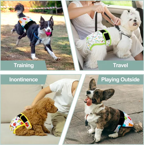 Miniatura 96 de Pañales lavables para perros, para hembras caninas, reutilizables, para periodo de celo, altamente absorbentes, para incontinencia, con broches
