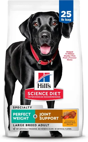 Hill's Science Diet Alimento seco para perros adultos de raza grande con peso perfecto y apoyo articular 1-5, proteína de calidad para el manejo del