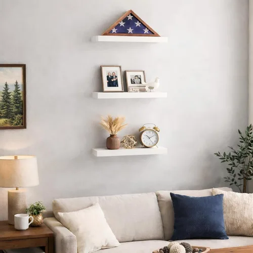 Miniatura 6 de BAYKA Estantes flotantes para pared, estantes de madera rústica montados en la pared para baño, dormitorio, sala de estar, cocina, estante colgante