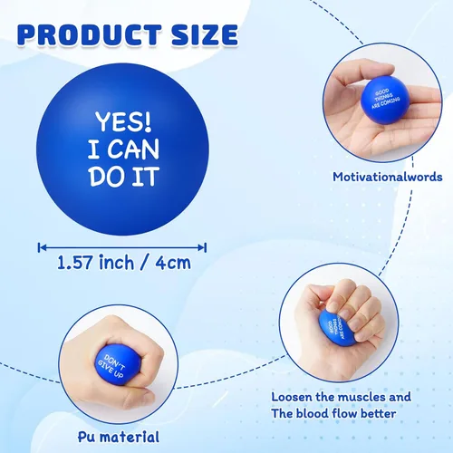Miniatura 2 de SHQDD 12 bolas antiestrés, bolas antiestrés para adultos, juguetes de esponja suave para apretar con citas inspiradoras, regalos para aliviar