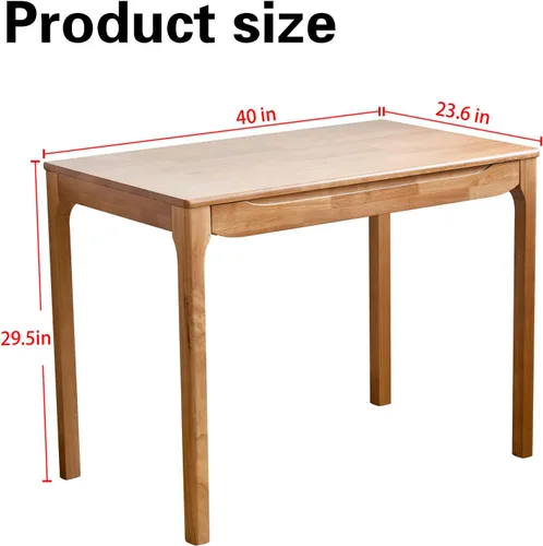 Miniatura 2 de Escritorio de madera maciza de 40"x24" con cajones, escritorio de escritura de madera para espacios pequeños, escritorios de oficina en casa
