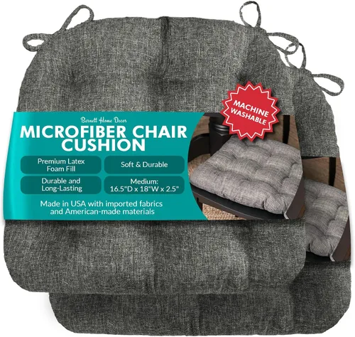 Miniatura 58 de Barnett Almohadilla para silla de comedor con lazos. Gamuza microfibra, microgamuza, reversible, relleno de espuma de látex, se puede lavar a Negro