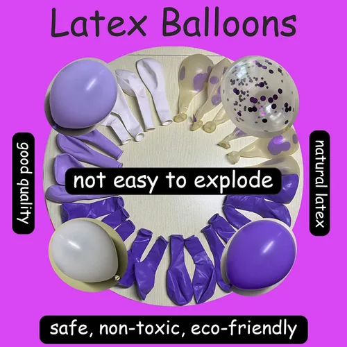 Miniatura 7 de Decoraciones de cumpleaños número 10 para niñas, globos morados de feliz cumpleaños, pancarta, globos de números, serpentinas de estrellas