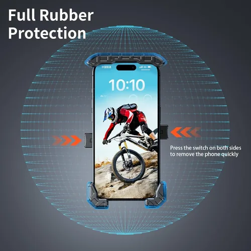 Miniatura 3 de Kewig Soporte de teléfono para horquilla de motocicleta, con tapa antirrobo de brazo corto, soporte para teléfono de motocicleta