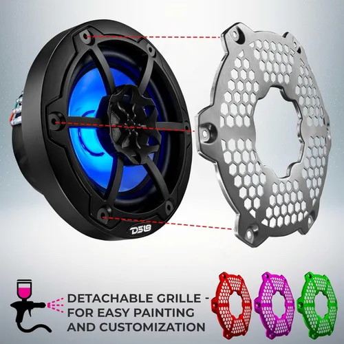 Miniatura 2 de DS18 Hydro NXL-6M/BK - Par de altavoces coaxiales para parrilla de malla de alta gama, altavoces para automóvil de 2 vías con luces RGB integradas