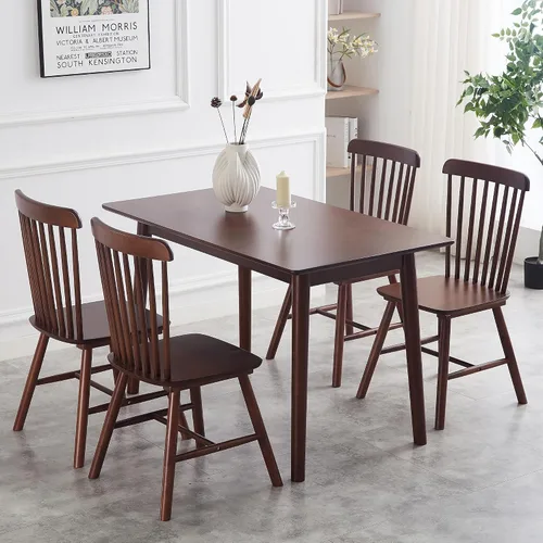 Miniatura 11 de Juego de 8 sillas de comedor estilo granja, sillas Windsor de madera de goma maciza con respaldo de husillo, muebles modernos de mediados de siglo