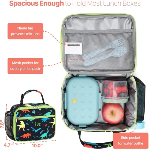 Miniatura 3 de Lonchera Térmica para Niños - Lonchera Reutilizable para Niños con Soporte para Botella de Agua, Bolsa de Almuerzo para Niños Pequeños para Un