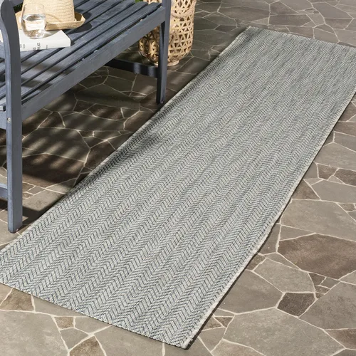 Miniatura 31 de SAFAVIEH Alfombra Lavable para Exteriores Colección Courtyard - Pasillo de 2'3" x 6'7", Azul Marino y Gris, No Desprende Pelusa y Fácil Limpieza
