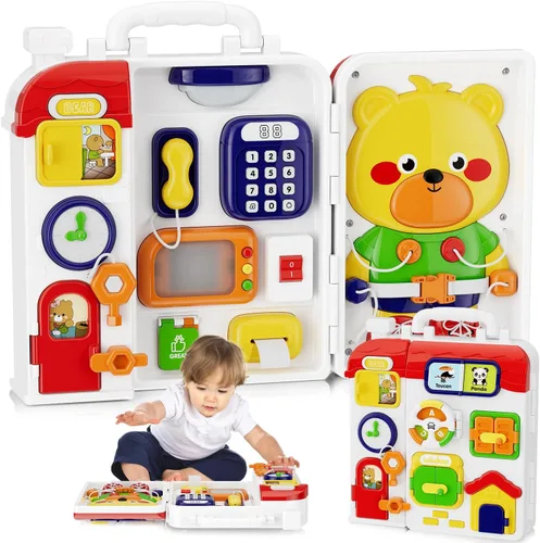 Juguetes Montessori para niño y niña de 1 año, tablero musical Montessori ocupado para 12-18 meses de edad, juguete Montessori educativo para niños