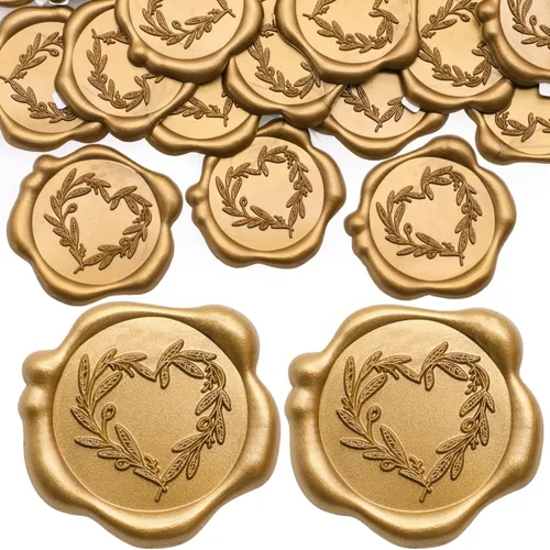 Miniatura 7 de SWANGSA 50 Pcs 3D Bow Wax Seal Stickers, Antique Gold Self Adhesive Wax Seal Stickers for Wedding Party Invitations, Envelopes, Greeting Cards, Gift