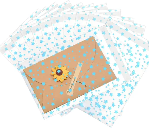 Miniatura 34 de 100 bolsas de regalo de celofán con estampado de estrellas, de 6 x 10 pulgadas, bolsas de regalo de celofán, bolsas de regalo de fiesta, bolsas
