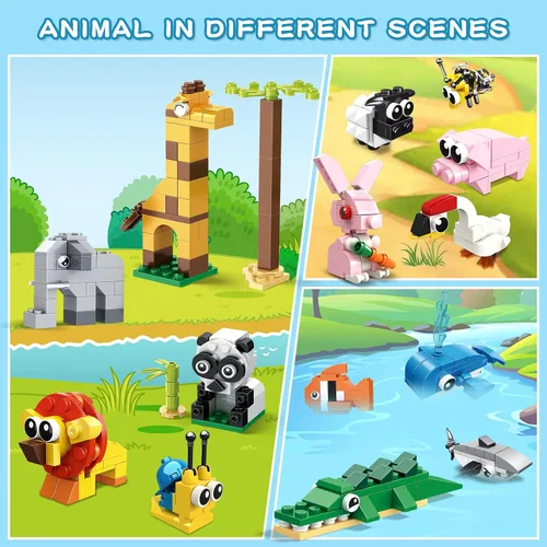 Miniatura 7 de HOGOKIDS Paquete de 20 recuerdos de fiesta para niños – Juego de bloques de construcción de animales para niños, Pascua, día de San Valentín