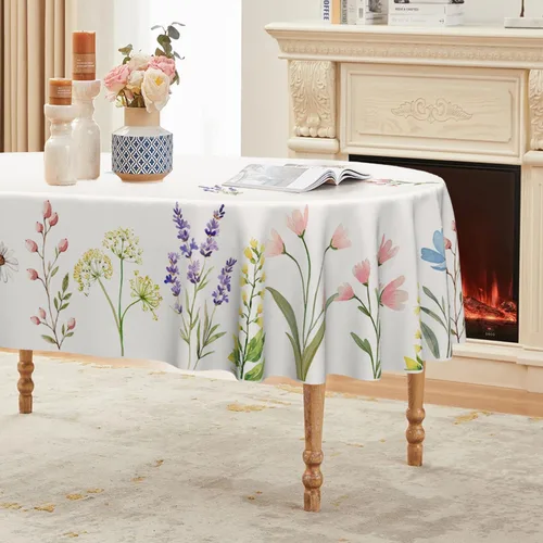 Miniatura 10 de Horaldaily Mantel de Primavera 52×70 Pulgadas Rectangular, Acuarela Flores Silvestres Florecientes Floral Verde Lavable Cubierta de Mesa Estacional