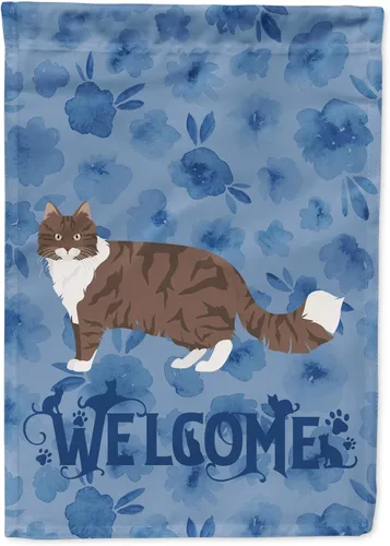 Miniatura 143 de Caroline's Treasures CK4813CHF - Bandera de bienvenida con gato abisinio azul, manga grande, para porche, para colgar en la pared, poliéster