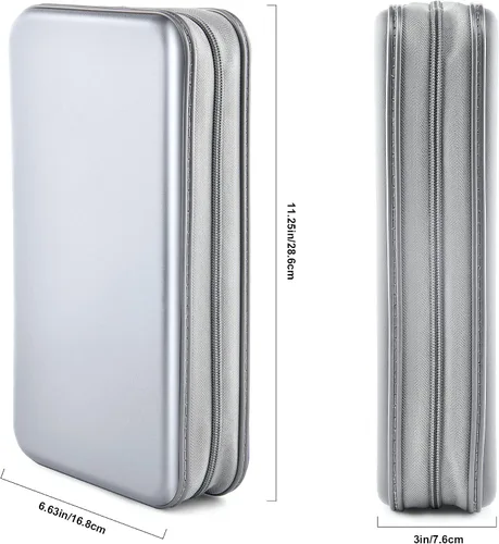 Miniatura 6 de Estuche para CD, cartera con capacidad para 80 discos DVD VCD, estuche para Blu-ray, organizador de almacenamiento (Plata)