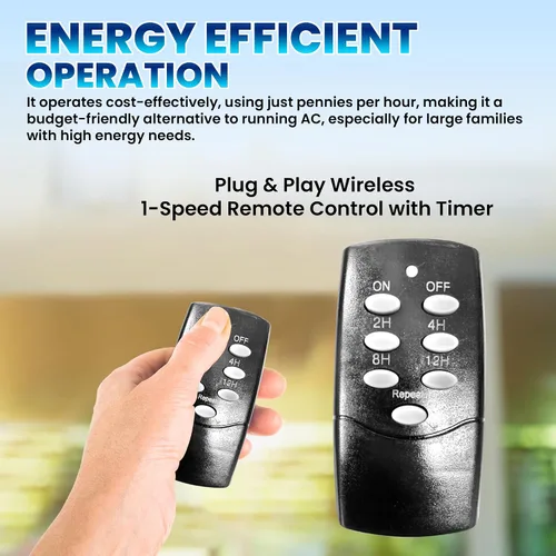 Miniatura 3 de QA-Deluxe 3300 incluye control remoto de una sola velocidad Plug & Play con temporizador Amortiguador aislado R-5 Ventilador para toda la casa