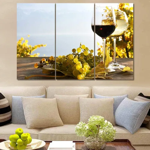 Miniatura 86 de Obra de arte para paredes del hogar, 3 paneles de letras de vino tinto, pinturas de corcho, impresiones HD, arte de pared de corcho de vino sobre