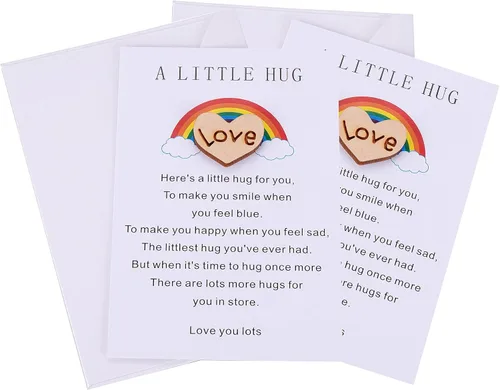 Una ficha de abrazo de bolsillo pequeñita con tarjeta de poema para regalo de aislamiento, Te Extraño, Pensando en Ti, regalo de cuarentena para