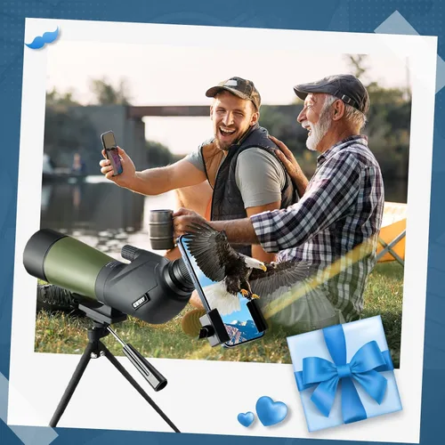 Miniatura 2 de Gosky Alcance de observación 20-60x60 HD con trípode, bolsa de transporte y adaptador de teléfono para el alcance - Alcance angular de 45 grados