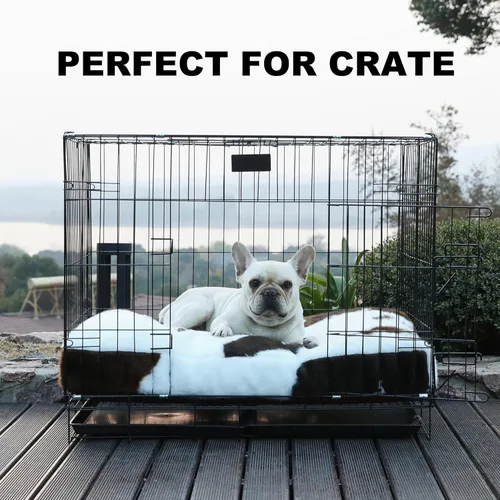 Miniatura 6 de Bedfolks Cama Impermeable para Jaula de Perro, Cama de Perro de Felpa con Funda Lavable Extraíble, Almohadilla de Jaula de Perro de Piel Sintética