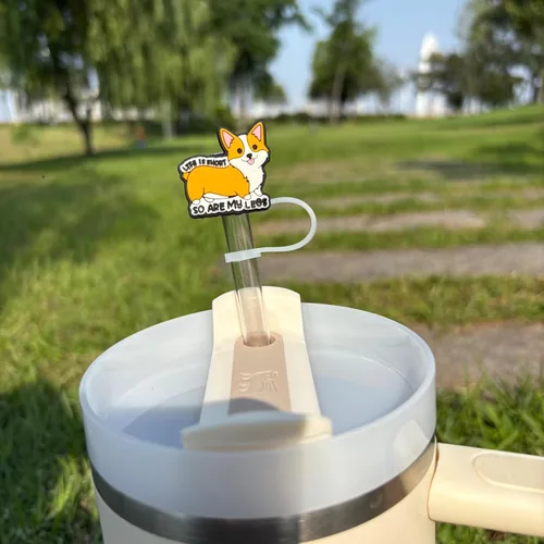 Miniatura 3 de Tapas de corgi para pajitas de Stanley Cup - Paquete de 4 Accesorios reutilizables de silicona para tazas Stanley Cup, tapas para pajitas