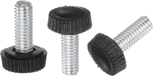 Miniatura 20 de uxcell 20 pomos moleteados de rosca métrica macho M4 x 0.236 in, pomos de sujeción de tornillo de pulgar, mango de plástico con perno roscado