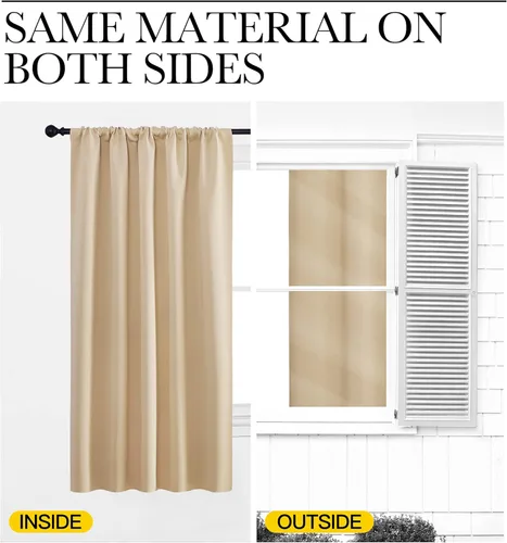 Miniatura 5 de NICETOWN 2 paneles de cortinas opacas de 42 x 63 pulgadas de largo con bolsillo para barra con 2 paneles de 42 x 16 pulgadas de largo, cenefas