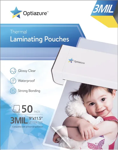 Miniatura 2 de Optiazure Bolsas de laminado térmico de 9 x 11.5 pulgadas, paquete de 50 hojas de 3 mil, transparentes, tamaño carta, suministros de oficina