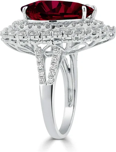 Miniatura 3 de Diamond Wish Anillo de compromiso de oro blanco de 18 quilates, rubí de 9 58 quilates y diamante TDW de 1 58 quilates, tamaño 4.5-9