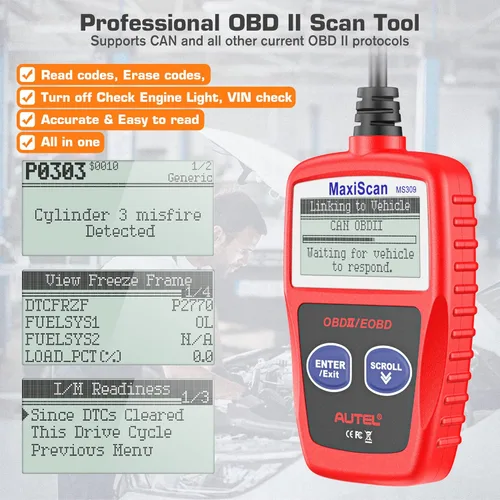 Miniatura 4 de Autel MaxiScan MS309 Can OBD-II Escáner de código de diagnóstico