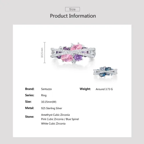 Miniatura 6 de Santuzza Anillo giratorio de plata de ley 925 Anillos de circonita cúbica blanca