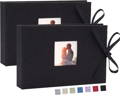 Miniatura 12 de Vienrose Álbum de fotos pequeño de 4 x 6 pulgadas, mini libro de fotos con bolsillos, páginas transparentes con capacidad para 52 fotos, cubierta