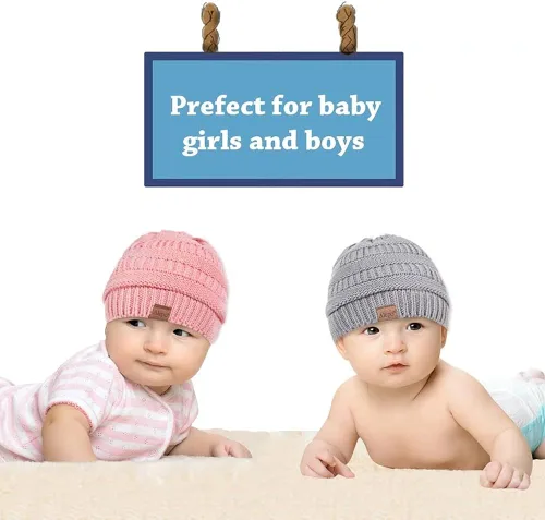 Miniatura 4 de Alepo Fleece Lined Baby Beanie Hat Infant Newborn Toddler Kids Winter Warm Knit Cap for Boys Girls
