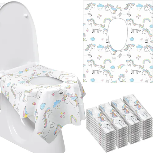 Mimorou Paquete de 40 fundas desechables para asiento de inodoro para niños y adultos, extra grandes, envueltas individualmente, fundas de asiento