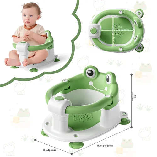 Miniatura 6 de Asiento de baño de bebé para bebés de 6 meses en adelante, asientos de baño antideslizantes para sentarse con ventosas y cojín suave para asiento
