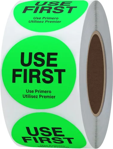 Hybsk USE First Stickers - Etiqueta FIFO para servicio de alimentos para gestión de inventario de restaurantes, 1.5 pulgadas, total 500 etiquetas