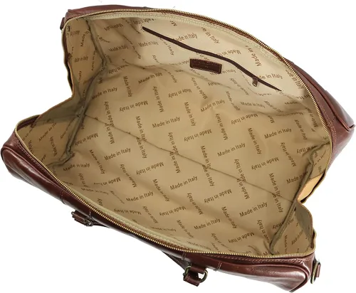 Miniatura 4 de Cenzo Duffle Vecchio - Bolsa de viaje de cuero italiano marrón, Vecchio marrón