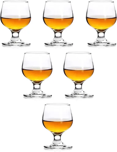 Valeways Vasos de chupito, juego de 6 vasos de 5 onzas, vasos transparentes, lindos vasos, perfectos para degustar brandy/sorteos de vidrio, 6