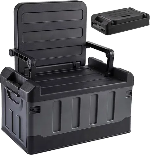 Caja de almacenamiento plegable versátil para camping en coche, organizador de cajuela, contenedores resistentes con tapas, caja de almacenamiento