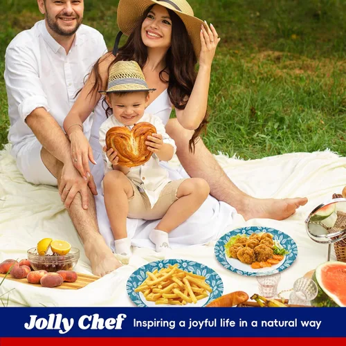 Miniatura 7 de JOLLY CHEF - Platos de papel desechables de 10 pulgadas, paquete de 140 unidades, platos de papel impresos resistentes para uso diario, a prueba