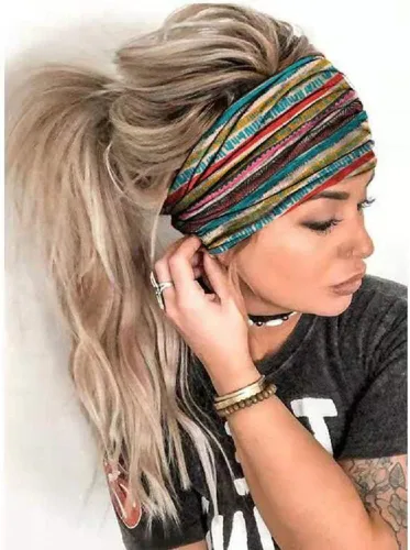 Miniatura 31 de K-Elewon Paquete de 3 diademas elásticas anchas para mujer, bandas para el cabello para yoga, deportes