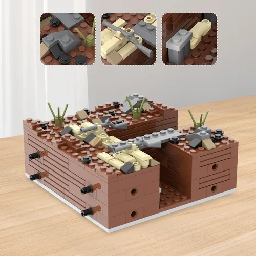 Miniatura 5 de WW2 Battlefield - Juego de bloques militares de esquina derecha (200 piezas) para construir libremente escenas de batalla